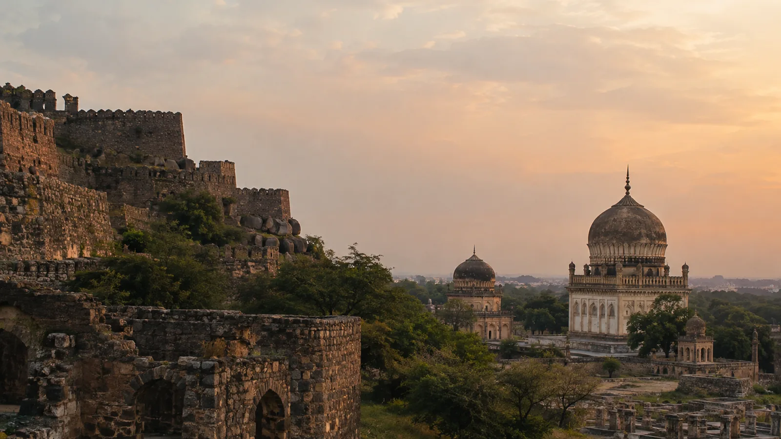 Golkonda-Festung und Qutb-Shahi-Gräber